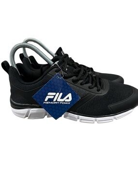 FILA Memory Foam with Mesh Upper Black Sneakers, Men Size 8 / Women Size 9 1/2.